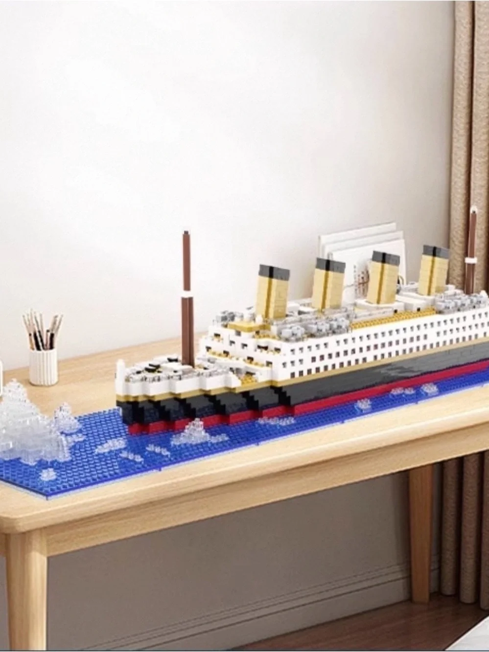 Kids Building Ship Toy Set in Black, White, Yellow & Red